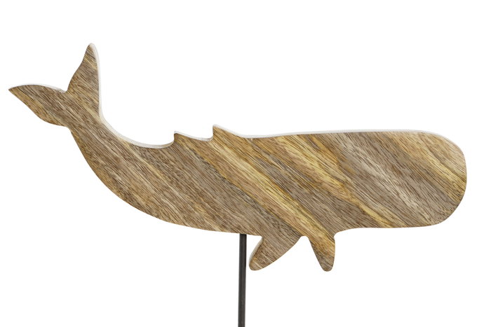 DKD Home Decor Escultura de Ballena en Mango y Metal, Azul