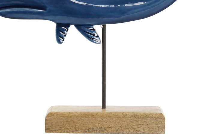DKD Home Decor Escultura de Ballena en Mango y Metal, Azul