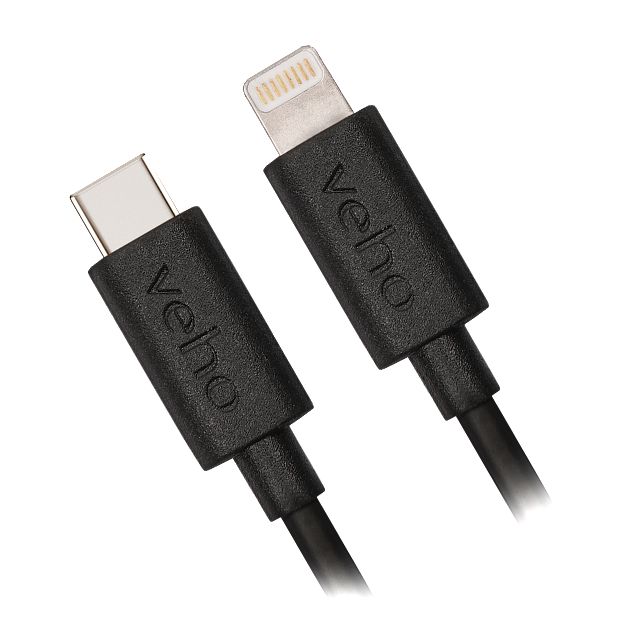 Veho Cable USB-C a Lightning Aprobado MFi para Dispositivos Apple, Carga y Sincronización, Negro
