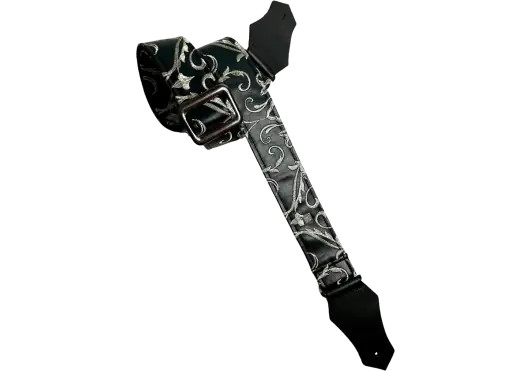 GETM Correa Guitarra Bajo Stenson Black Ajustable Hasta 165cm Polipiel Nailon Piel Negro