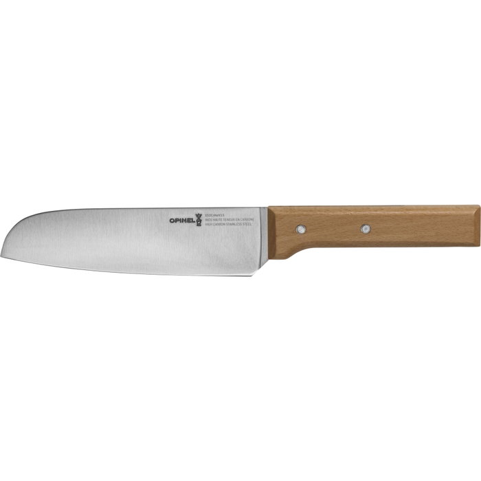 Opinel Parallele No. 119 Santoku de 17 cm con mango de madera de haya de color marrón / plata