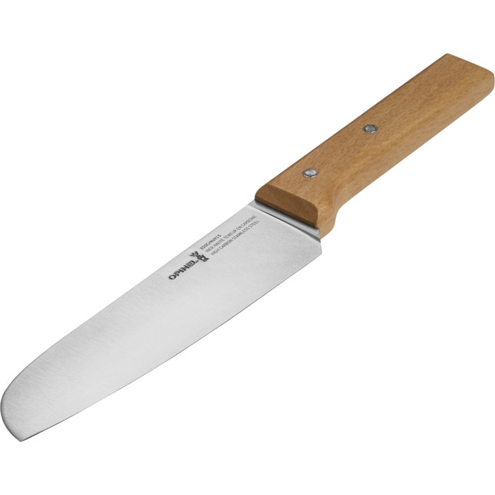 Opinel Parallele No. 119 Santoku de 17 cm con mango de madera de haya de color marrón / plata Opinel Parallele No. 119 Santoku de 17 cm con mango de madera de haya de color marrón / plata