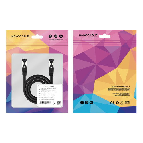 Nanocable Cable de Red Cat.8.1 SSTP AWG26 2m Negro Nanocable Cable de Red Cat.8.1 SSTP AWG26 2m Negro