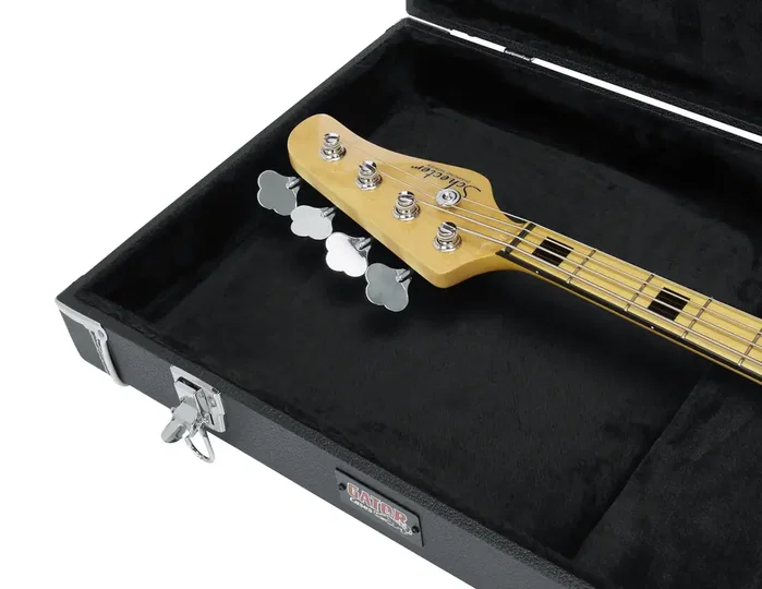 Gator Deluxe Wood Estuche de madera para bajo eléctrico - Negro Gator Deluxe Wood Estuche de madera para bajo eléctrico - Negro