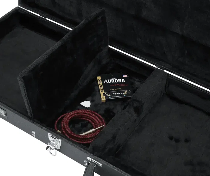 Gator Deluxe Wood Estuche de madera para bajo eléctrico - Negro Gator Deluxe Wood Estuche de madera para bajo eléctrico - Negro