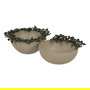 Centro Mesa Flores Beige-Verde Metal 33 X 33 X 15 cm