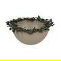 Centro Mesa Flores Beige-Verde Metal 33 X 33 X 15 cm