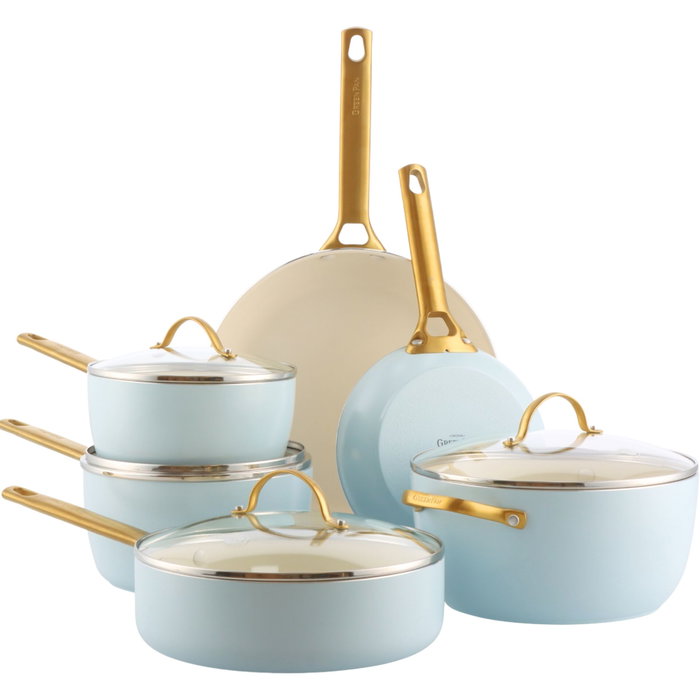 GreenPan Padova Reserve Set de 6 piezas de ollas y sartenes, azul claro GreenPan Padova Reserve Set de 6 piezas de ollas y sartenes, azul claro