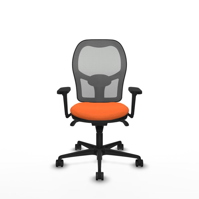 PIQUERAS Y CRESPO Silla de oficina Jorquera con mecanismo Sincro, Tela Naranja y Malla Gris