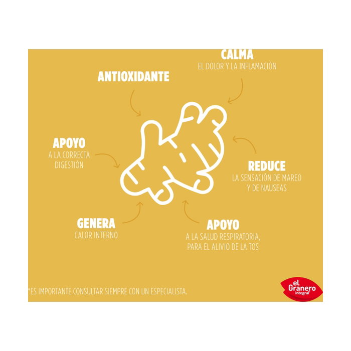 El Granero Integral Jengibre Bio 90 cápsulas de 500mg El Granero Integral Jengibre Bio 90 cápsulas de 500mg