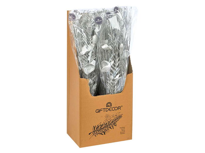 Giftdecor Ramillete Plateado Metalico 29 cm x 14 cm x 100 cm (Set de 8)