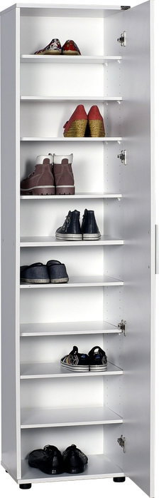 Hanah Home SHC-510-BB-1 Zapatero Blanco con Espejo y Múltiples Estantes, 45x187x36 cm