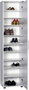 Hanah Home SHC-510-BB-1 Zapatero Blanco con Espejo y Múltiples Estantes, 45x187x36 cm