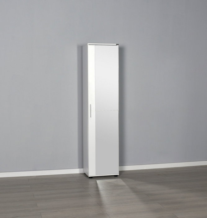 Hanah Home SHC-510-BB-1 Zapatero Blanco con Espejo y Múltiples Estantes, 45x187x36 cm