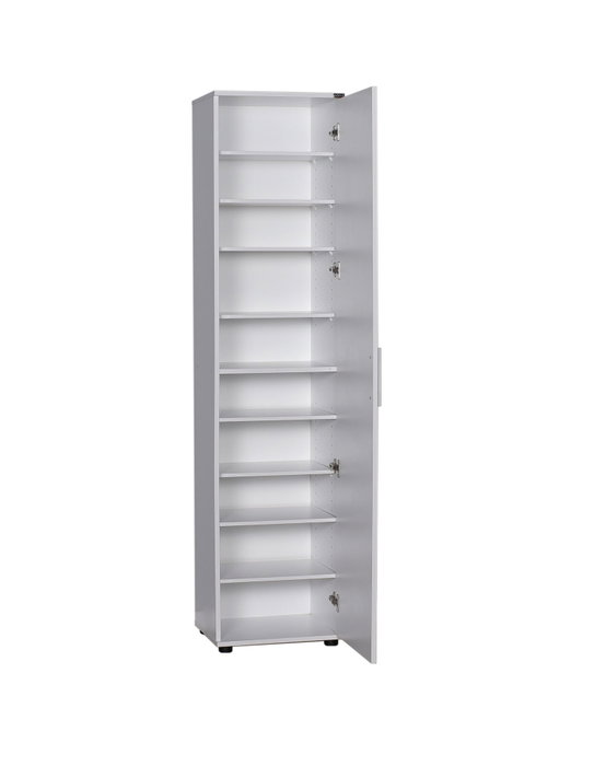 Hanah Home SHC-510-BB-1 Zapatero Blanco con Espejo y Múltiples Estantes, 45x187x36 cm