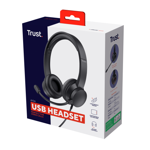 Trust Ayda Auriculares Supraaurales USB con Micrófono Negro Trust Ayda Auriculares Supraaurales USB con Micrófono Negro
