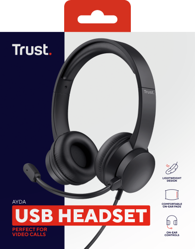 Trust Ayda Auriculares Supraaurales USB con Micrófono Negro Trust Ayda Auriculares Supraaurales USB con Micrófono Negro