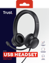 Trust Ayda Auriculares Supraaurales USB con Micrófono Negro