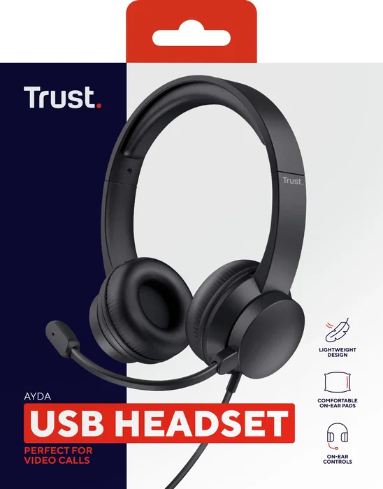 Trust Ayda Auriculares Supraaurales USB con Micrófono Negro