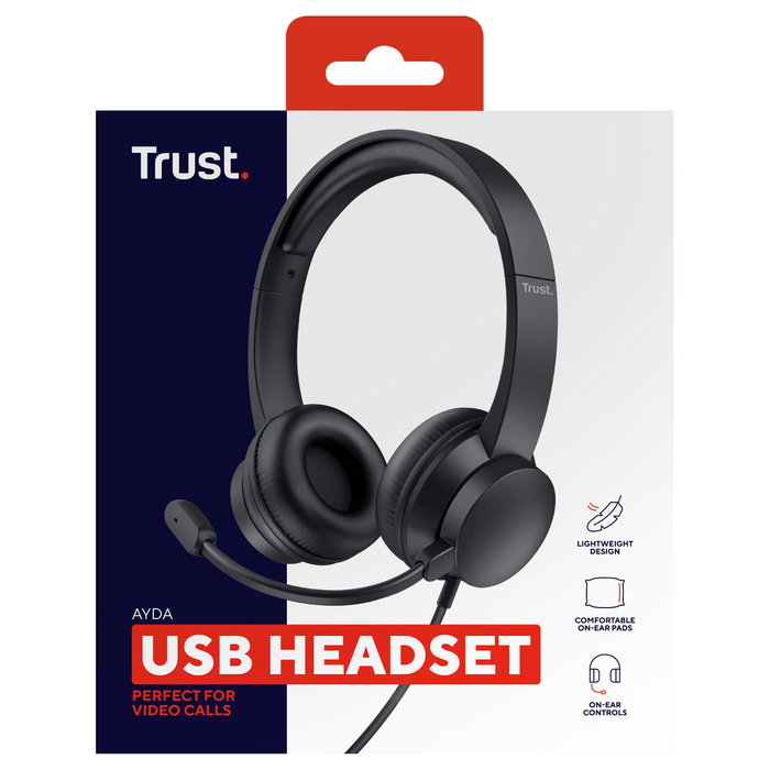 Trust Ayda Auriculares Supraaurales USB con Micrófono Negro Trust Ayda Auriculares Supraaurales USB con Micrófono Negro