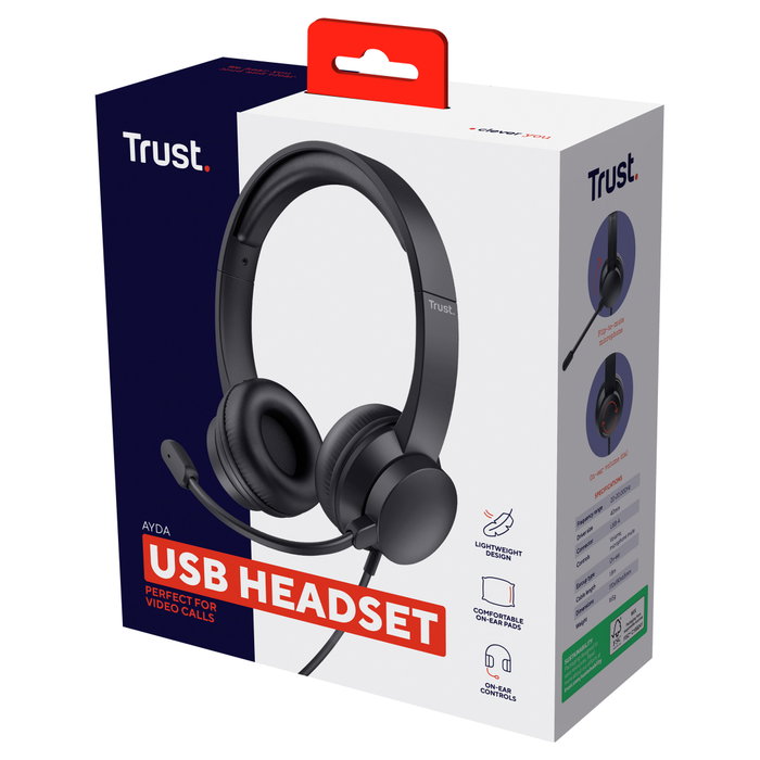 Trust Ayda Auriculares Supraaurales USB con Micrófono Negro Trust Ayda Auriculares Supraaurales USB con Micrófono Negro
