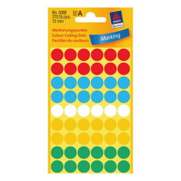AVERY Zweckform Klebepunkte 3088 Etiquetas de colores de 12,0 mm, 270 unidades