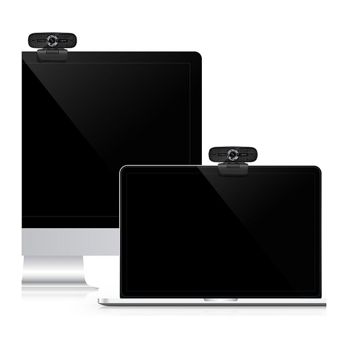 LogiLink Webcam 1080p FHD con Doble Micrófono y Ángulo de 100°, Negro