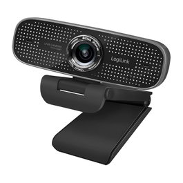 LogiLink Webcam 1080p FHD con Doble Micrófono y Ángulo de 100°, Negro