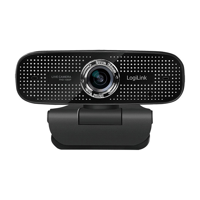 LogiLink Webcam 1080p FHD con Doble Micrófono y Ángulo de 100°, Negro