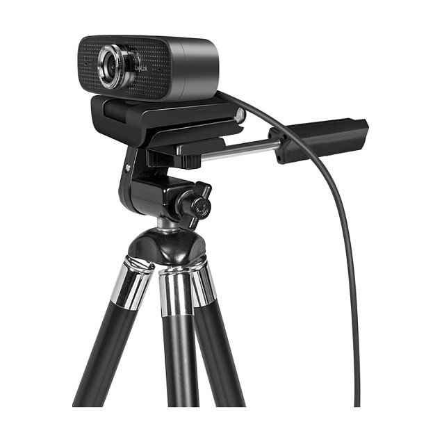 LogiLink Webcam 1080p FHD con Doble Micrófono y Ángulo de 100°, Negro