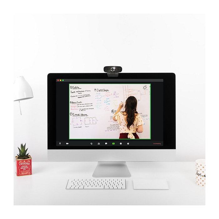 LogiLink Webcam 1080p FHD con Doble Micrófono y Ángulo de 100°, Negro