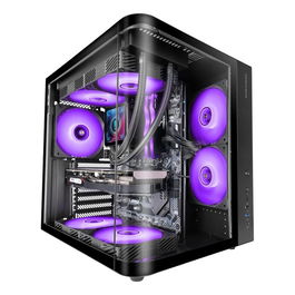 Mars Gaming MCCURV Caja Ordenador ATX Semitorre Gaming con Cristal Templado Curvo y 4 Ventiladores FRGB, Negro - Compatible ATX/Micro-ATX/Mini-ITX