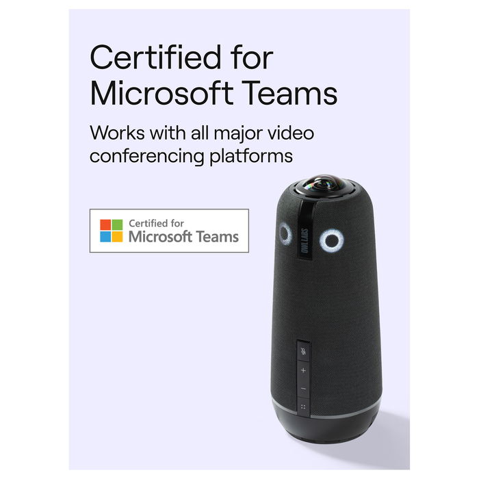 Owl Labs Meeting Owl 4+ - Cámara de videoconferencia inteligente 360° 4K, micrófono y altavoz, enfoque automático, certificada para Teams, color carbón