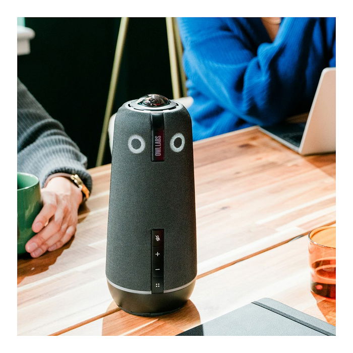 Owl Labs Meeting Owl 4+ - Cámara de videoconferencia inteligente 360° 4K, micrófono y altavoz, enfoque automático, certificada para Teams, color carbón