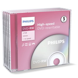 Philips DVD-RW 4,7GB 4x (Pack de 5)