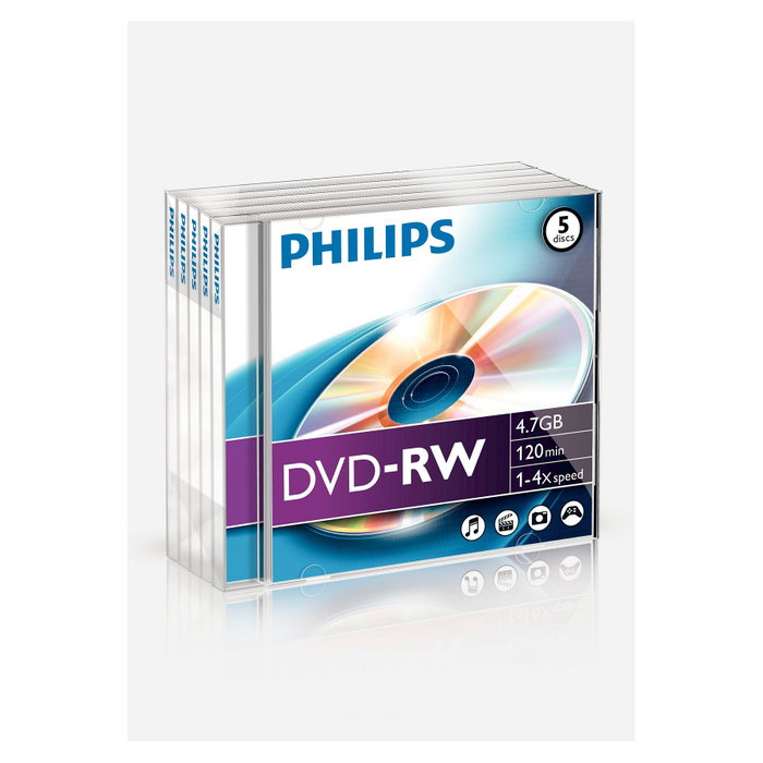 Philips Pack de 5 DVD-RW 4,7 GB 4x