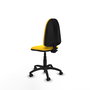 Silla de oficina Aýna con mecanismo Contacto permanente básico tapizada con Similpiel color Amarillo. Equipada con Base poliamida negra, Sin brazos y Ruedas de parqué