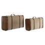 DKD Home Decor Baul Alpino Marron Beige 37 x 24 x 60 cm Set de 2