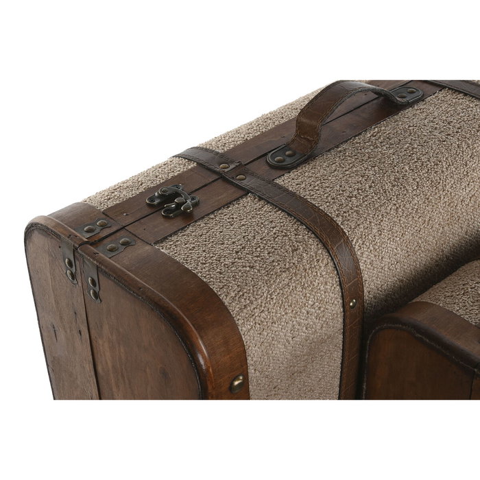 DKD Home Decor Baul Alpino Marron Beige 37 x 24 x 60 cm Set de 2