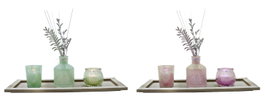 DKD Home Decor Ambientador Mikado Shabby Verde Rosa 6 x 9 x 6 cm Set de 3 (6 Unidades)