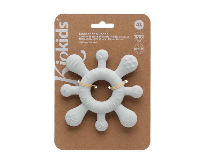 KioKids Mordedor Estrella de Silicona Gris +3 Meses para Bebé