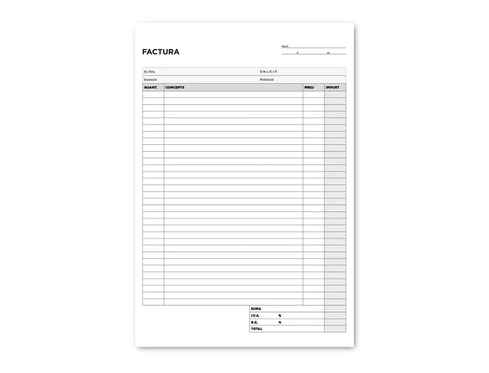 Liderpapel Talonario de facturas T223 original y copia en catalán