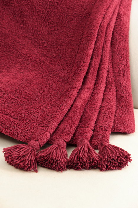 L'essentiel linge de maison Manta Doble 160x200 cm Rojo Claret 100% Poliéster Confortable y Suave