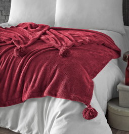 L'essentiel linge de maison Manta Doble 160x200 cm Rojo Claret 100% Poliéster Confortable y Suave