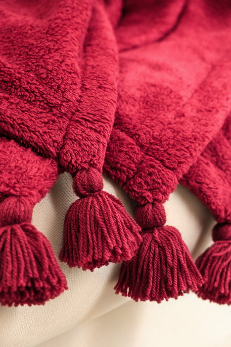 L'essentiel linge de maison Manta Doble 160x200 cm Rojo Claret 100% Poliéster Confortable y Suave