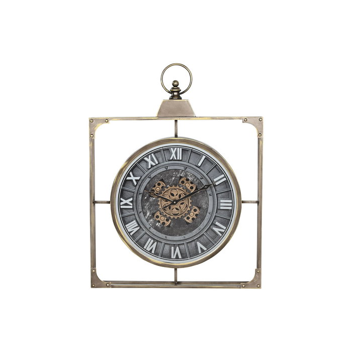 DKD Home Decor Reloj de Pared de Hierro y Cristal en Acabado Envejecido Negro y Dorado