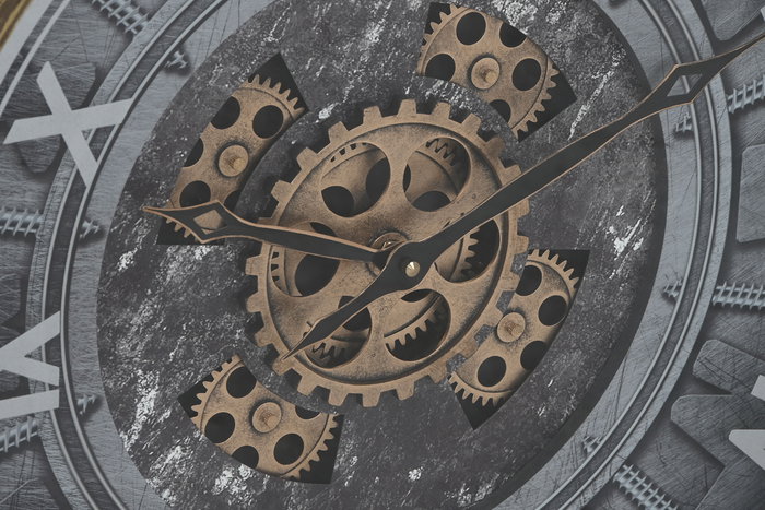 DKD Home Decor Reloj de Pared Loft Negro Dorado 9 x 80 x 60 cm