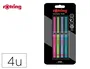 Rotring Fineliner Rotulador Punta Metálica 0.4 mm Pack 4 Colores Surtidos