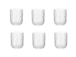 DKD Home Decor Set de 6 Vasos de Cristal con Relieve de 270ml