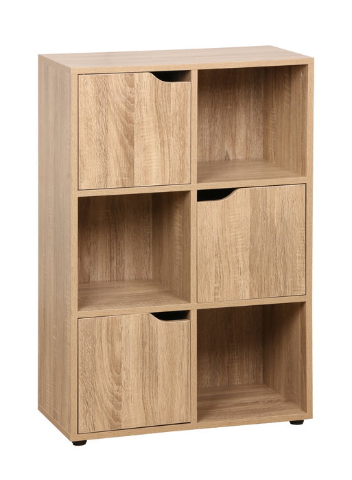 Inde - Estante Cubo de 6 Compartimentos con 3 Puertas Móviles, Medidas 60x29x90 cm